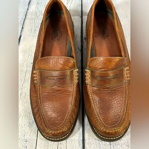 HS Trask Chestnut Pebble Leather Preppy Slip-On Penny Casual Loafer Shoes 13